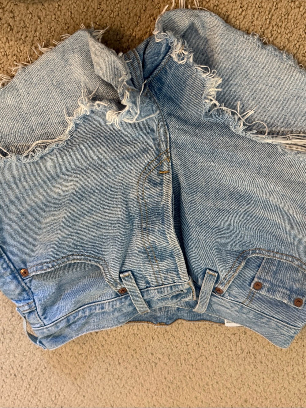Light Wash Distressed Denim Jacket - Sleeveless Cutoff